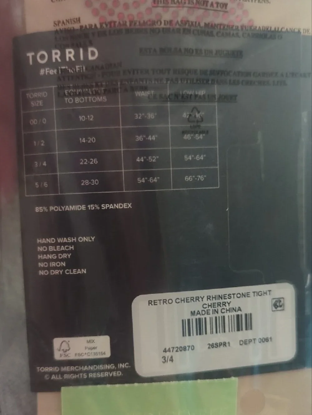 TORRID Beige Sheer Tights with Red Cherry Rhinestones Size: 22-26 NWT